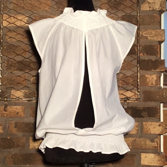Walter blouse white ruffle button up peplum silhouette M - Picture 3 of 5